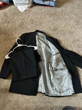 Men's Black Pinstripe Two-Piece Suit - Classic Formal Ensemble